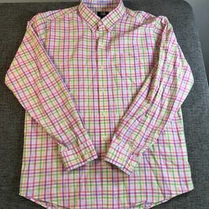 Cutter and Buck Pastel Plaid Long Sleeve Button Down Mens Shirt Large